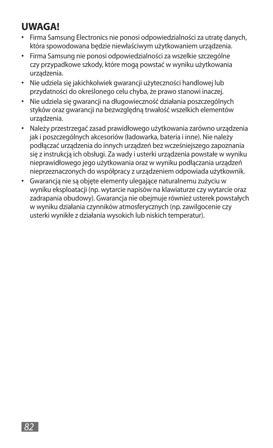 82 uwaga | Samsung GT-B3800 User Manual | Page 84 / 140