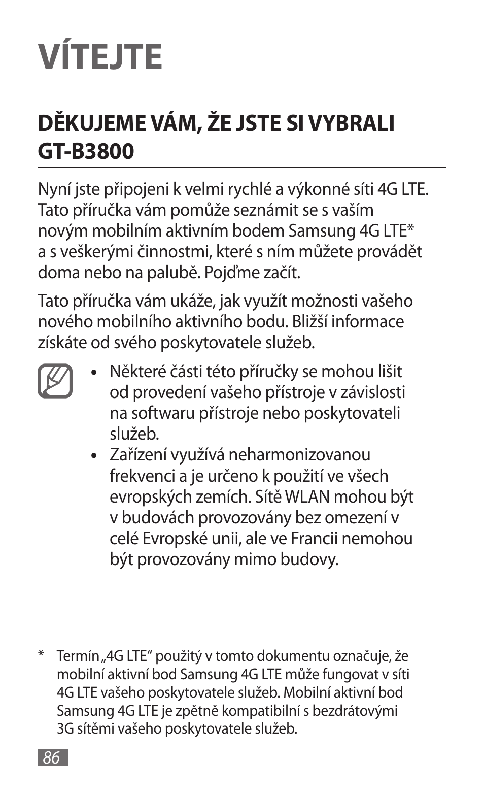 Vítejte, Děkujeme vám, že jste, Si vybrali gt-b3800 | Děkujeme vám, že jste si vybrali gt-b3800 | Samsung GT-B3800 User Manual | Page 88 / 140