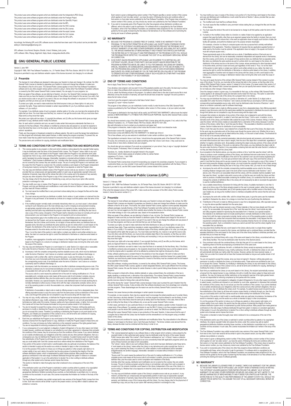 Samsung LE46A856S1M User Manual | 2 pages