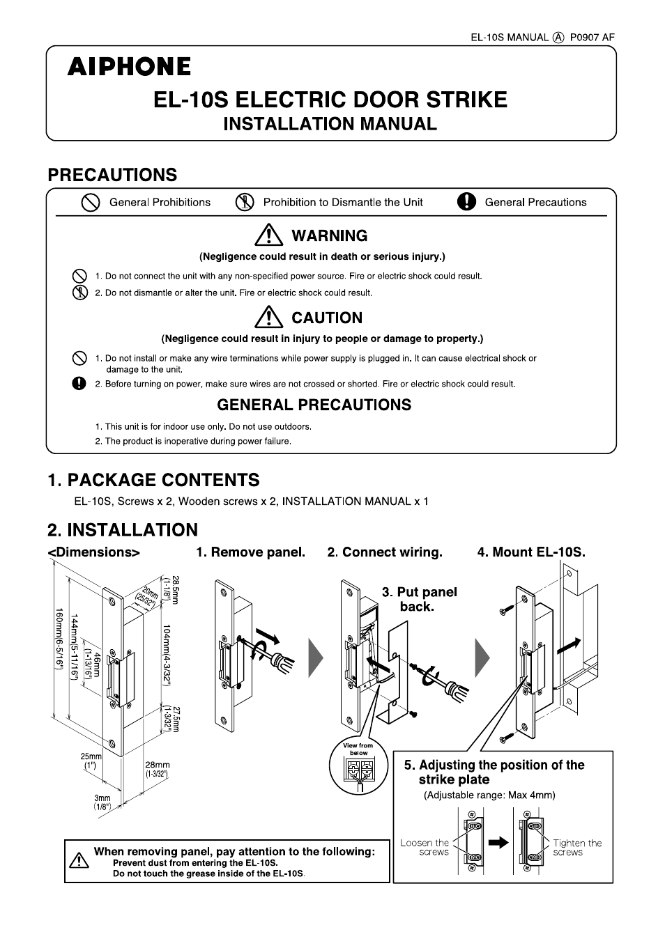 Aiphone EL-10S User Manual | 2 pages