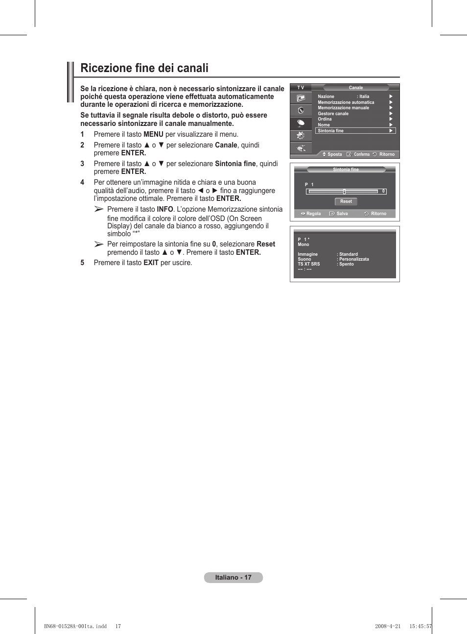 Ricezione fine dei canali | Samsung PS50A470P1 User Manual | Page 190 / 519