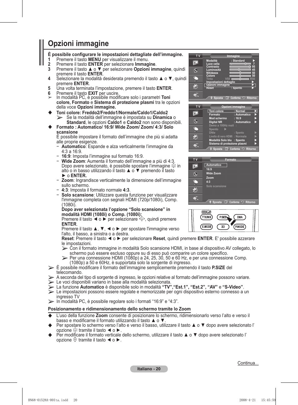 Opzioni immagine | Samsung PS50A470P1 User Manual | Page 193 / 519