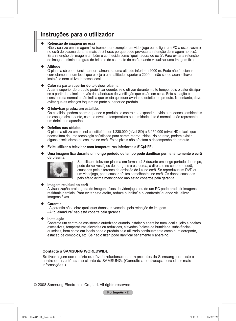 Instruções para o utilizador | Samsung PS50A470P1 User Manual | Page 262 / 519