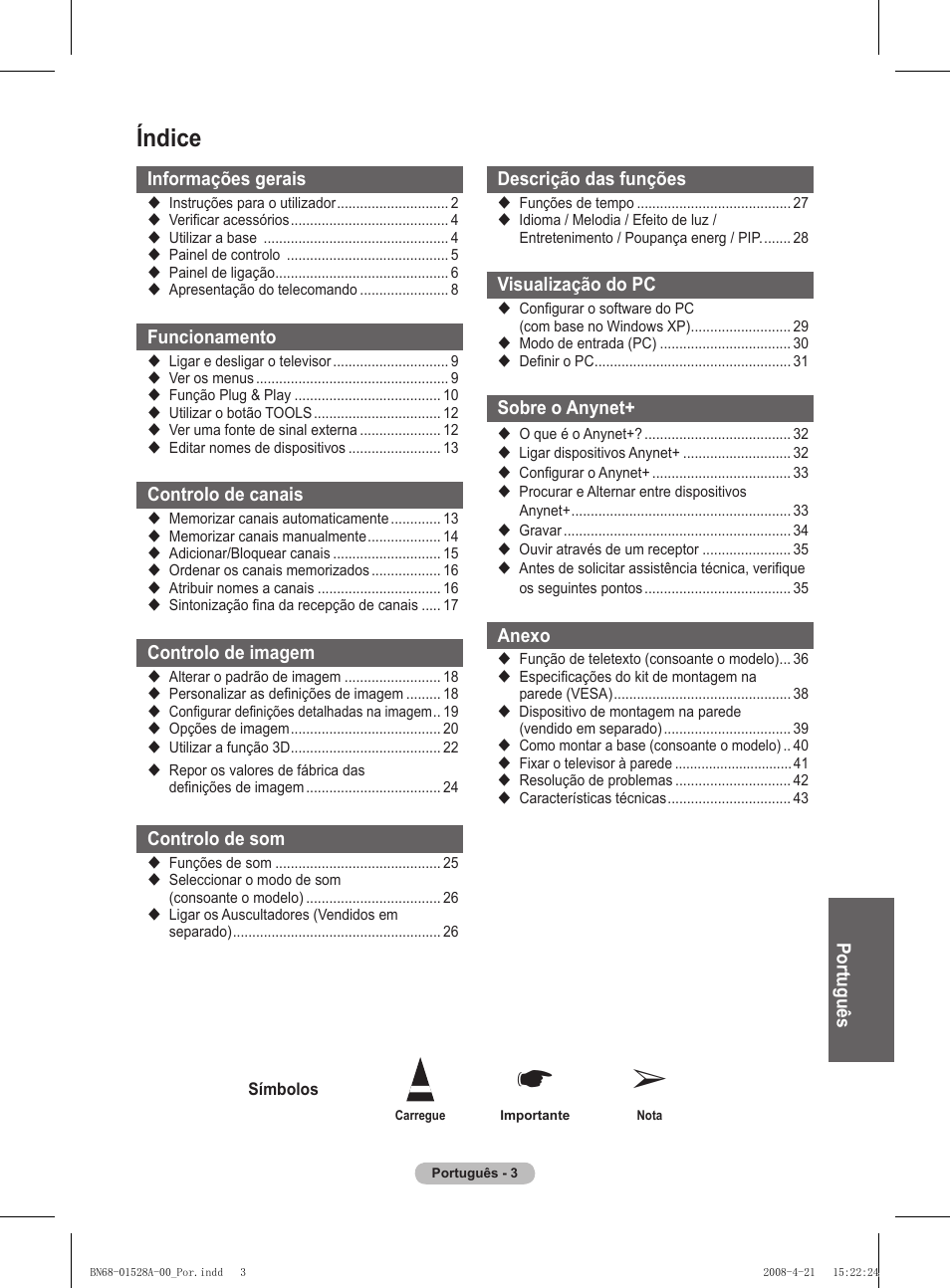 Índice | Samsung PS50A470P1 User Manual | Page 263 / 519