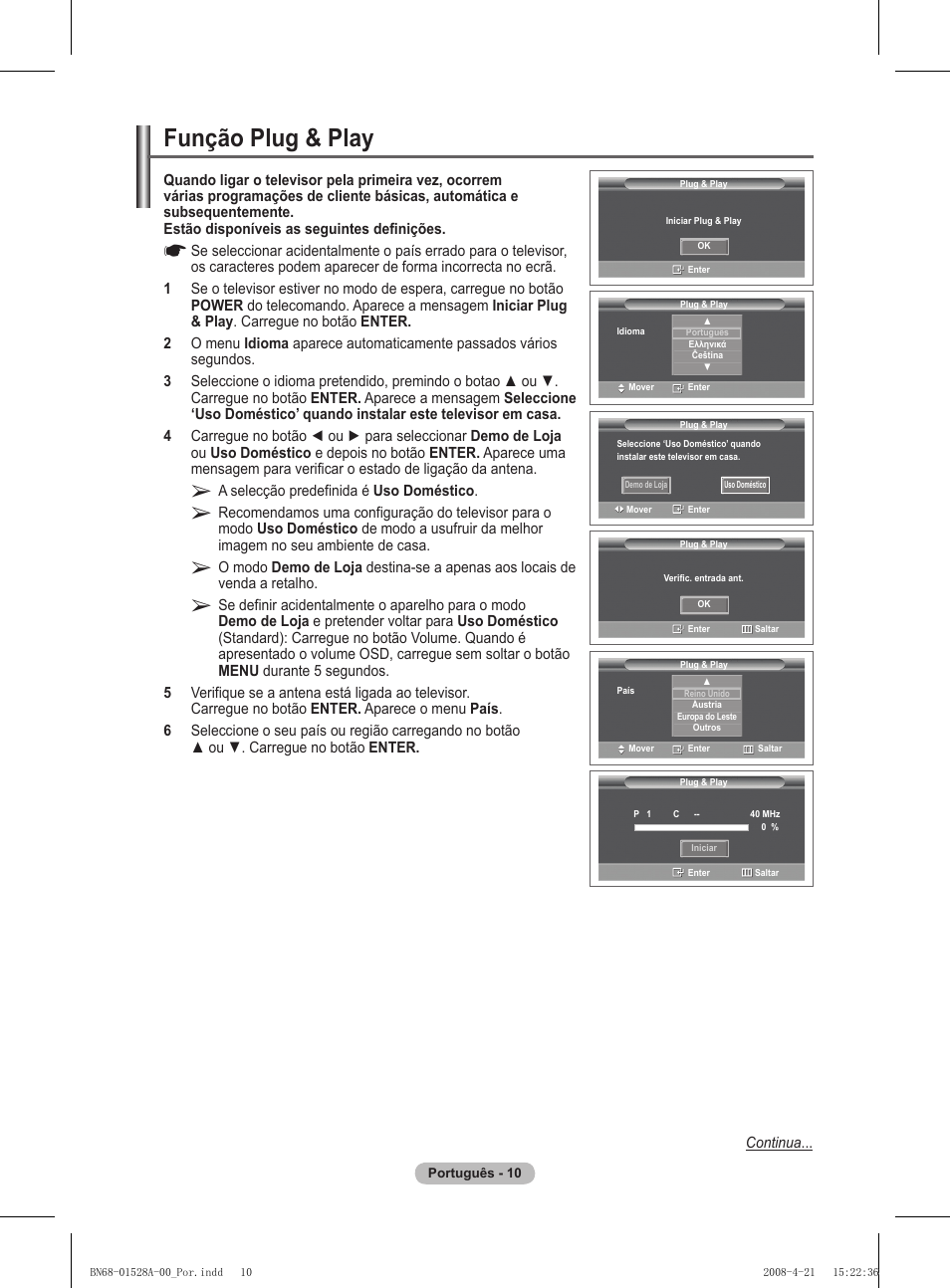 Função plug & play | Samsung PS50A470P1 User Manual | Page 270 / 519