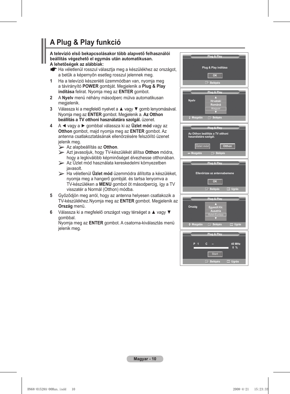 A plug & play funkció | Samsung PS50A470P1 User Manual | Page 313 / 519
