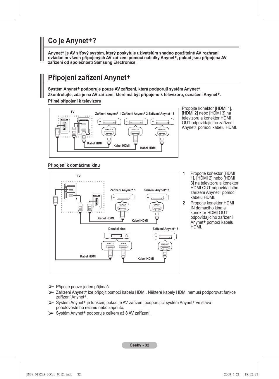 Co je anynet, Připojení zařízení anynet | Samsung PS50A470P1 User Manual | Page 421 / 519