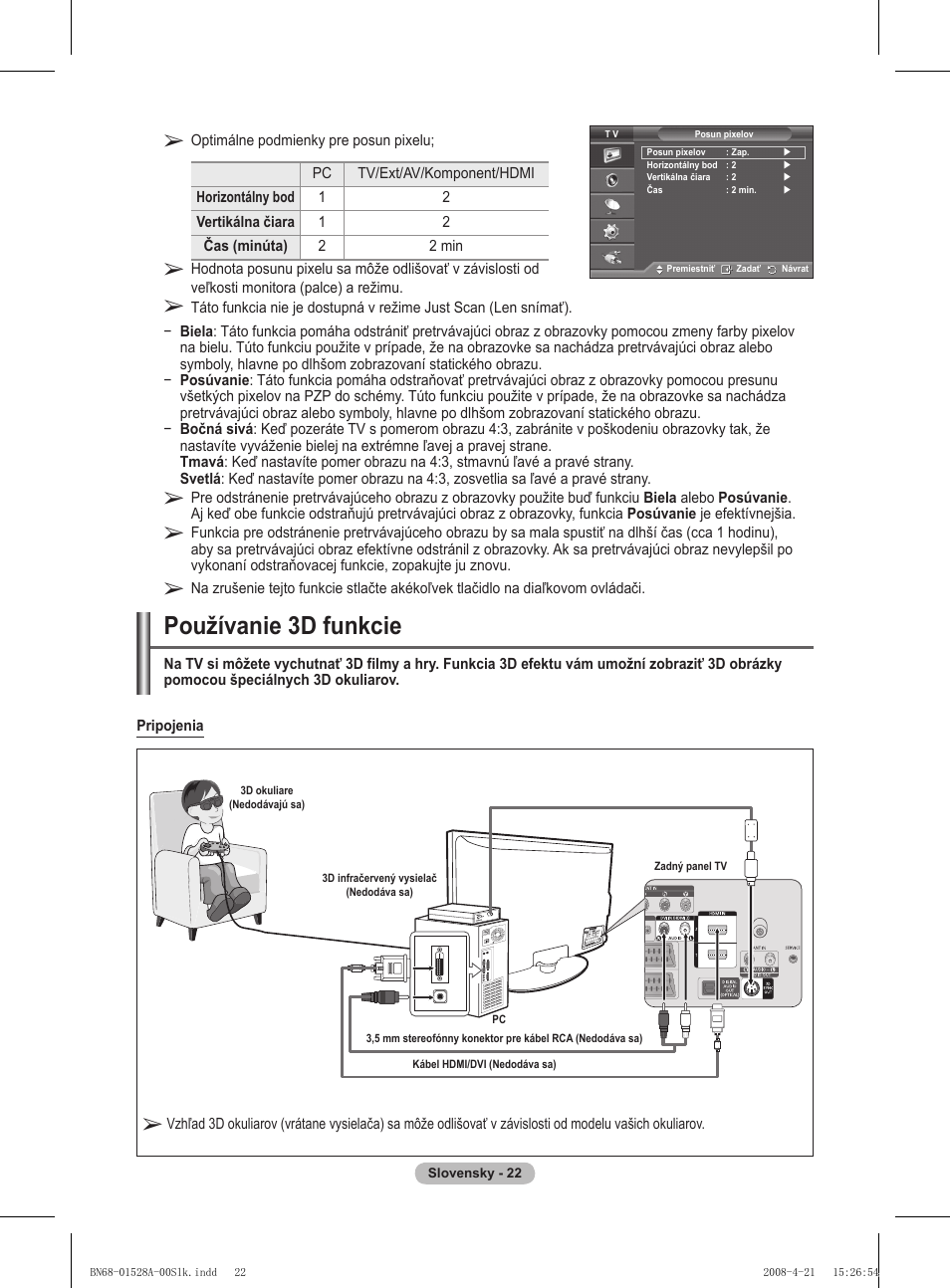 Používanie 3d funkcie | Samsung PS50A470P1 User Manual | Page 454 / 519