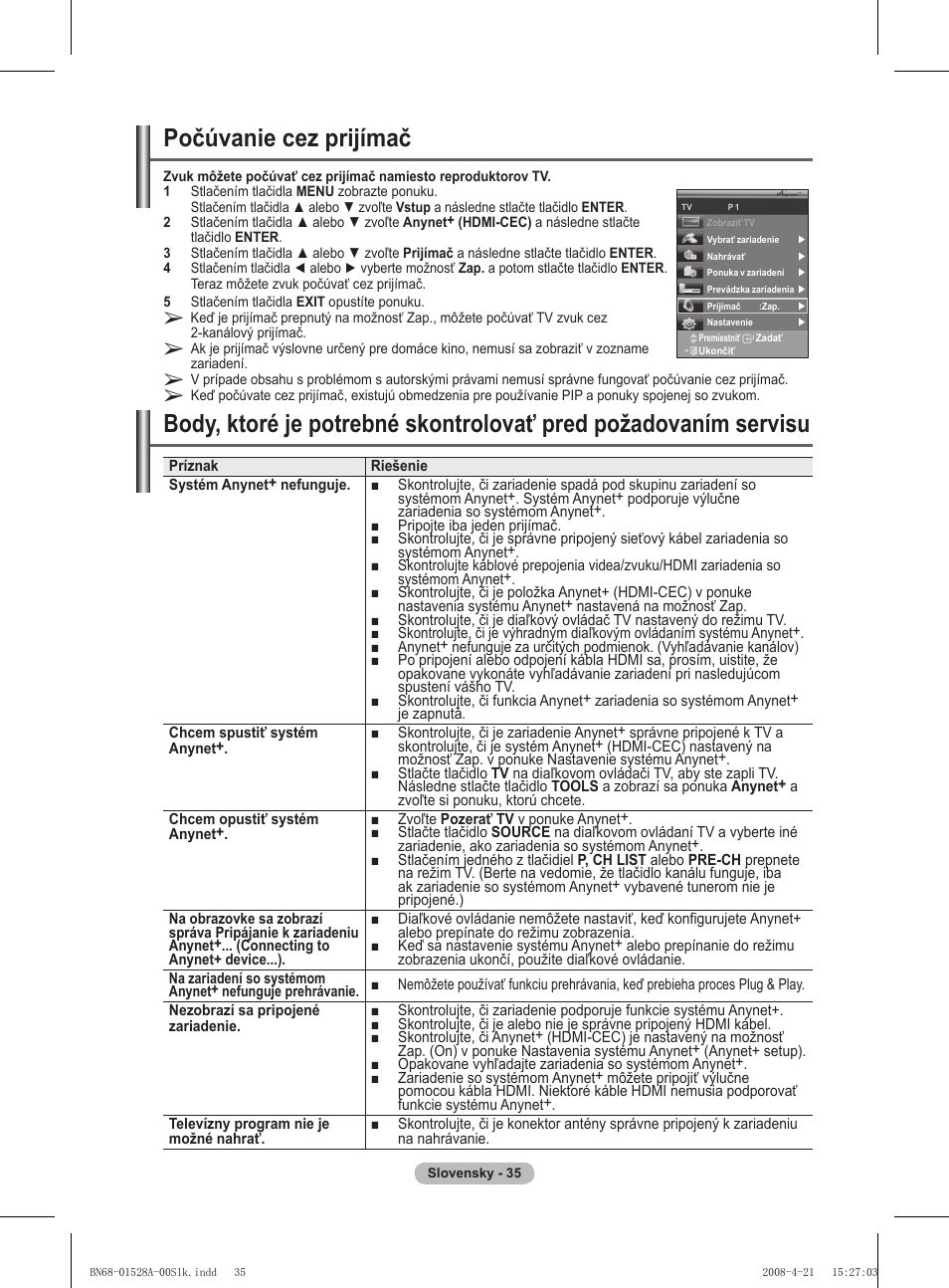 Počúvanie cez prijímač | Samsung PS50A470P1 User Manual | Page 467 / 519