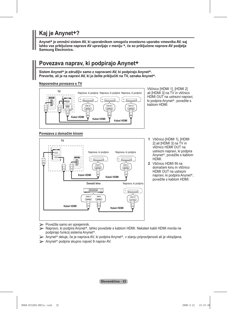 Povezava naprav, ki podpirajo anynet, Kaj je anynet | Samsung PS50A470P1 User Manual | Page 507 / 519