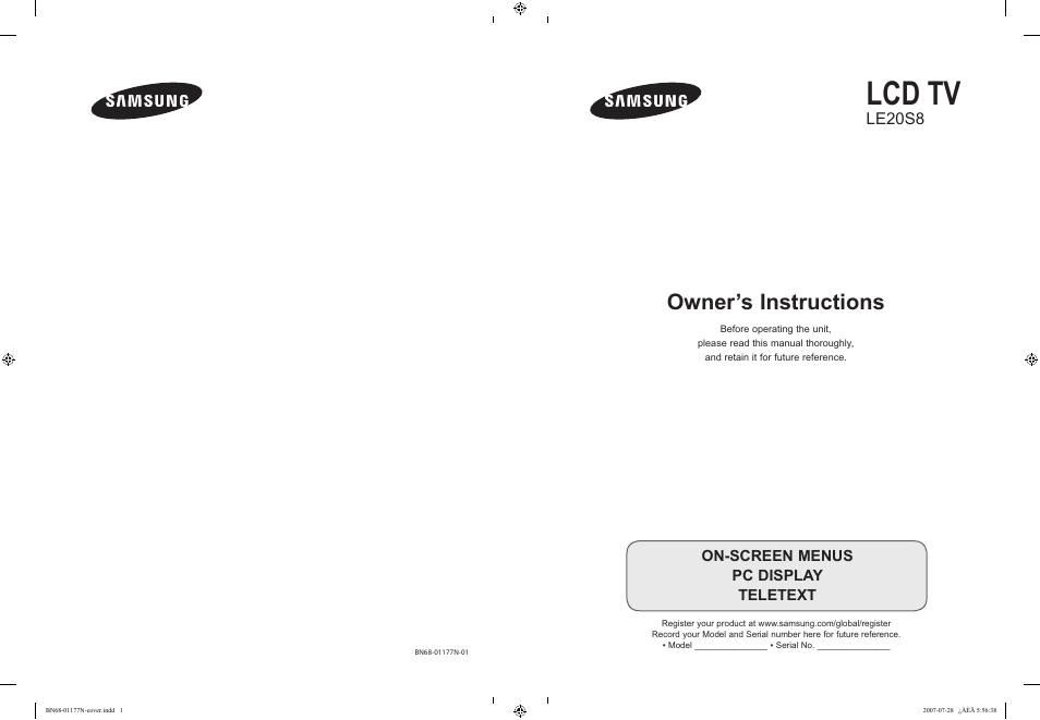 Samsung LE20S81B User Manual | 271 pages