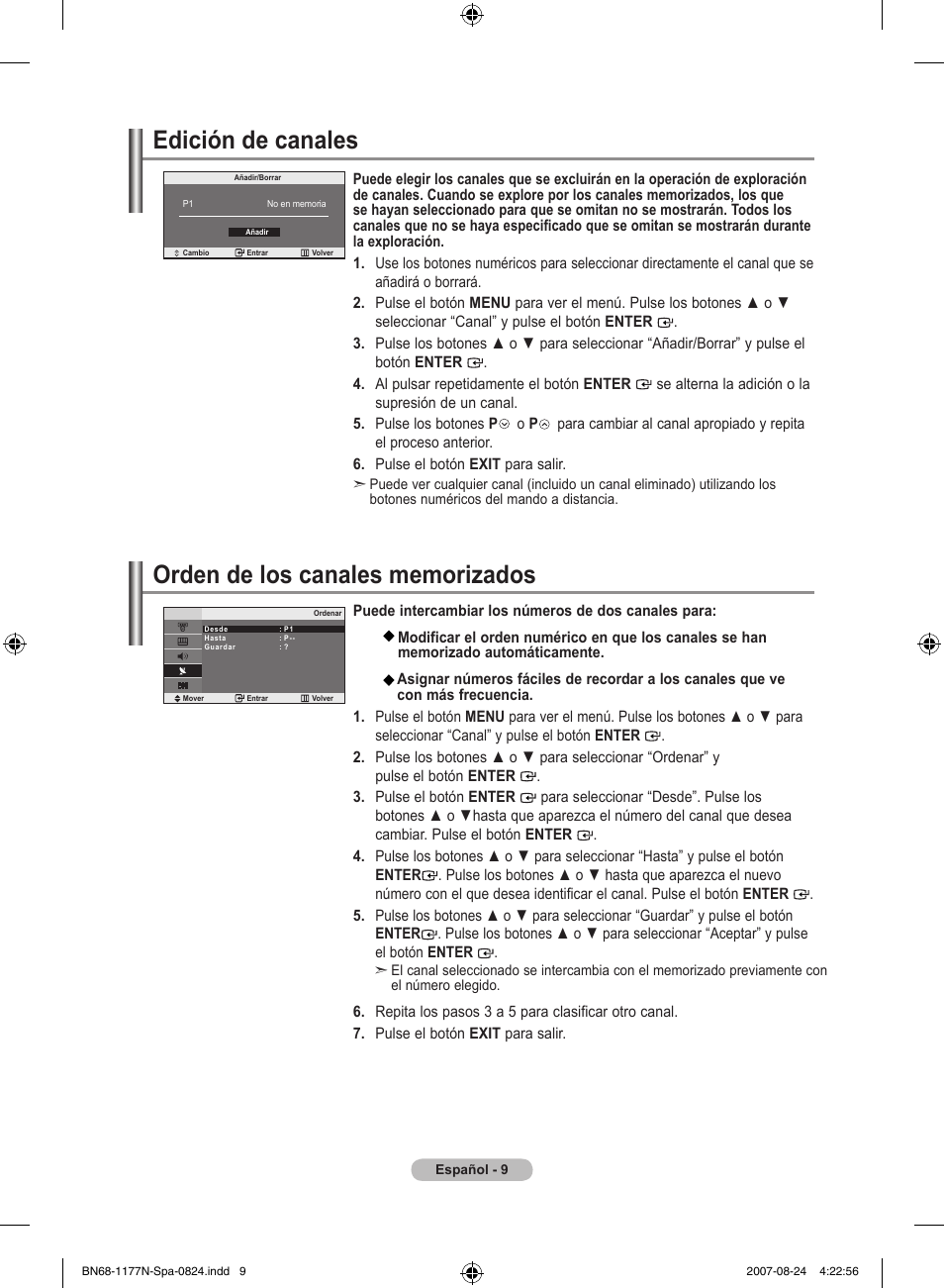Edición de canales | Samsung LE20S81B User Manual | Page 123 / 271