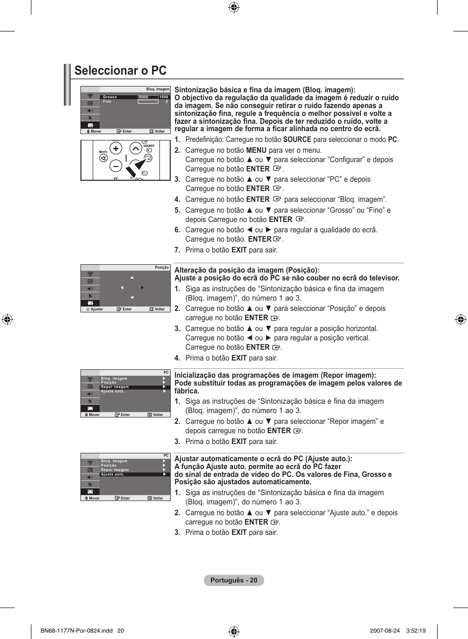Seleccionar o pc | Samsung LE20S81B User Manual | Page 156 / 271