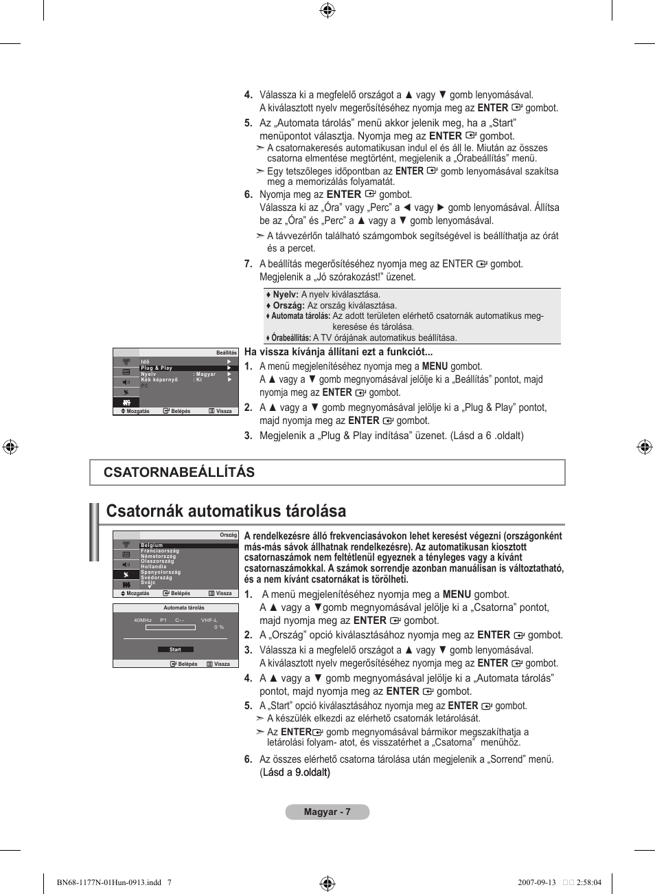 Csatornák automatikus tárolása, Csatornabeállítás | Samsung LE20S81B User Manual | Page 165 / 271