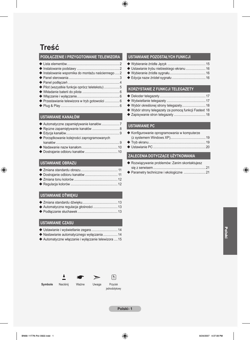 Treść | Samsung LE20S81B User Manual | Page 181 / 271
