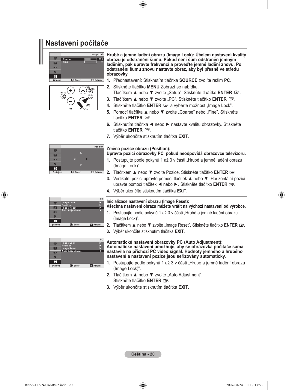 Nastavení počítače | Samsung LE20S81B User Manual | Page 222 / 271