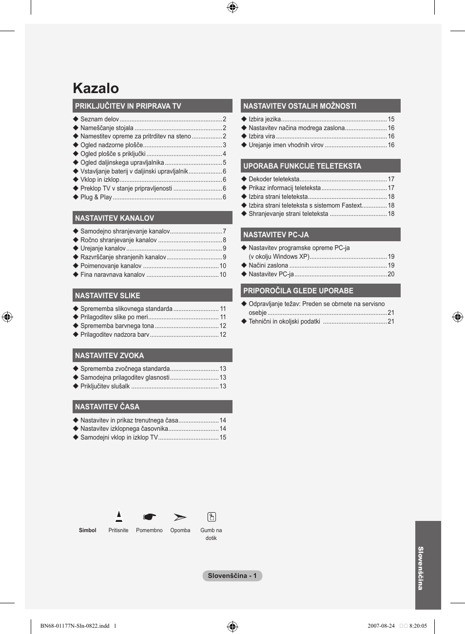 Kazalo | Samsung LE20S81B User Manual | Page 247 / 271