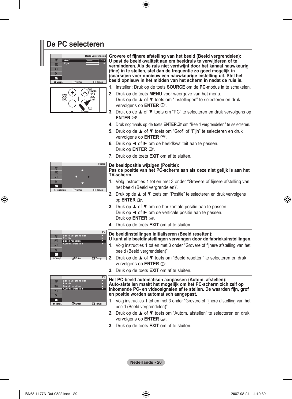 De pc selecteren | Samsung LE20S81B User Manual | Page 88 / 271