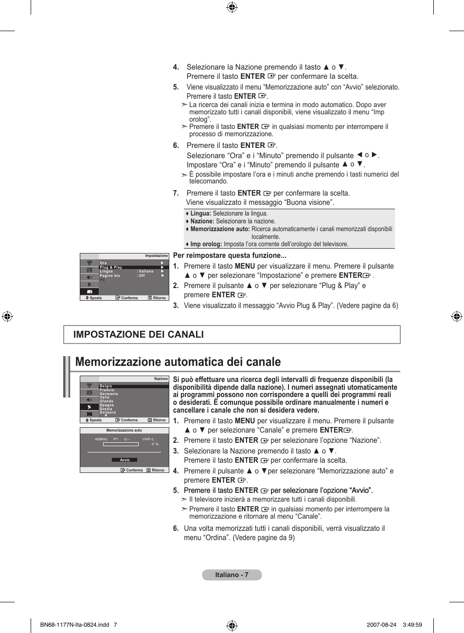 Impostazione dei canali | Samsung LE20S81B User Manual | Page 97 / 271