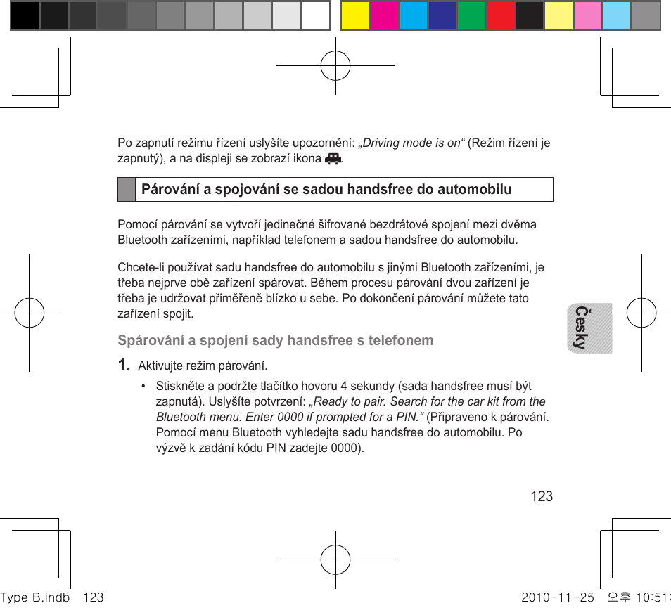 Česky | Samsung BHF4000 User Manual | Page 126 / 179