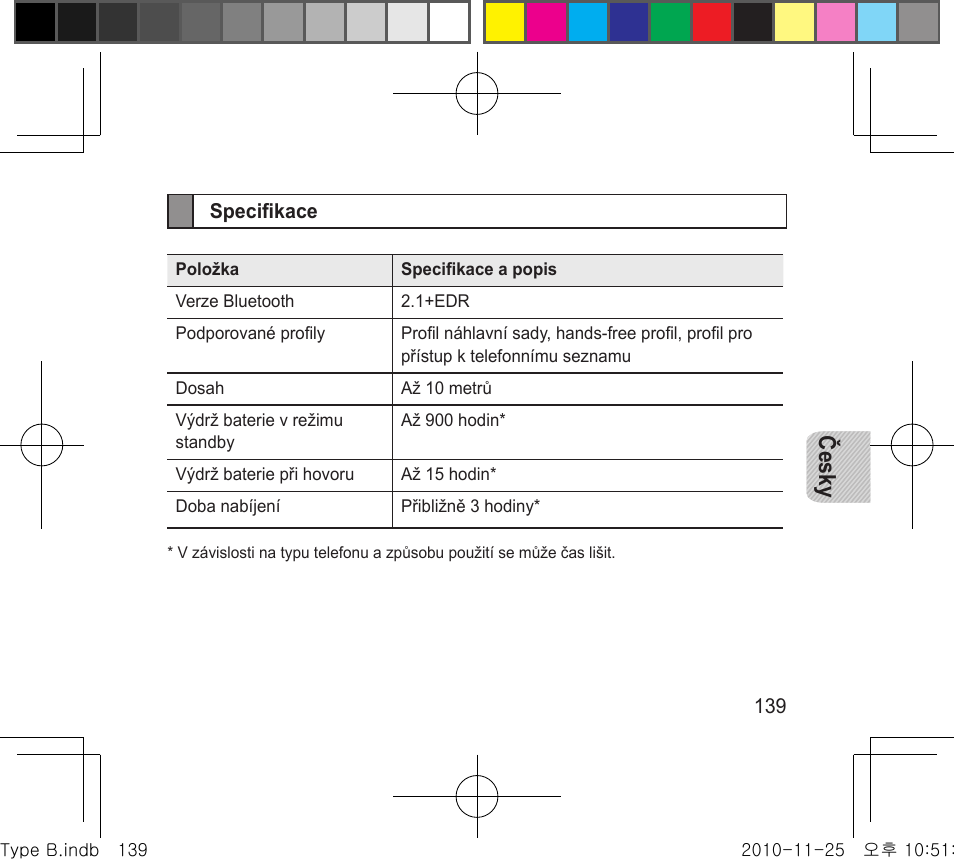 Česky | Samsung BHF4000 User Manual | Page 142 / 179