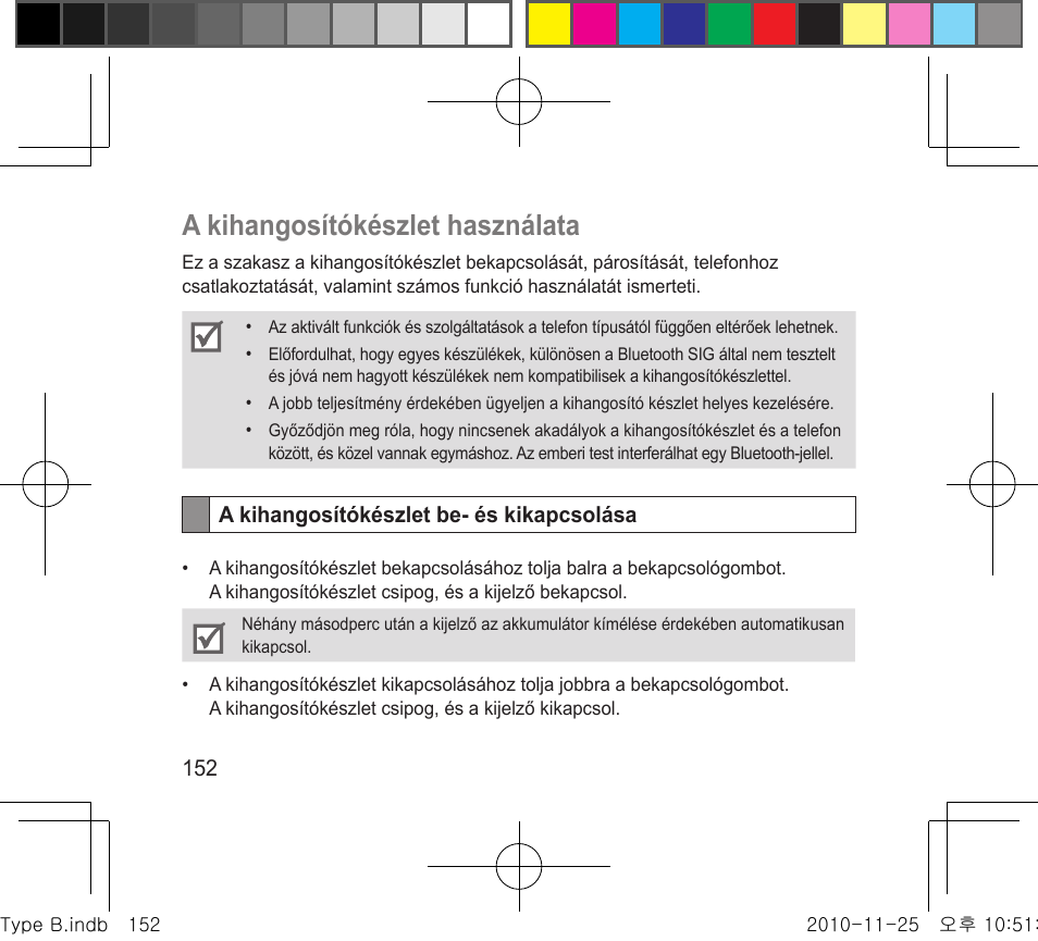 A kihangosítókészlet használata | Samsung BHF4000 User Manual | Page 155 / 179