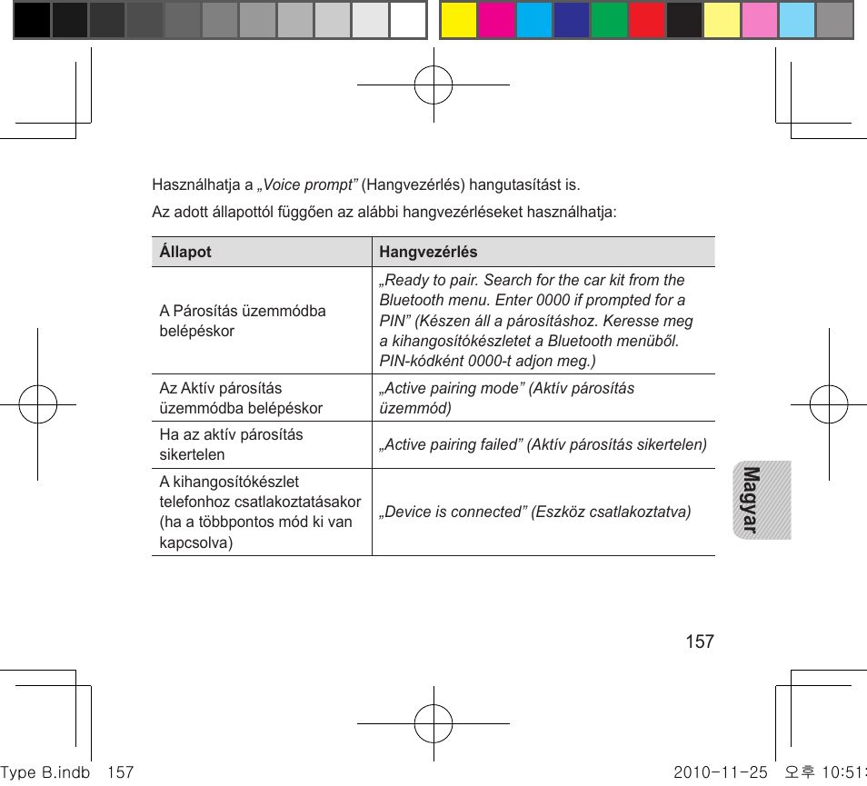Magyar | Samsung BHF4000 User Manual | Page 160 / 179