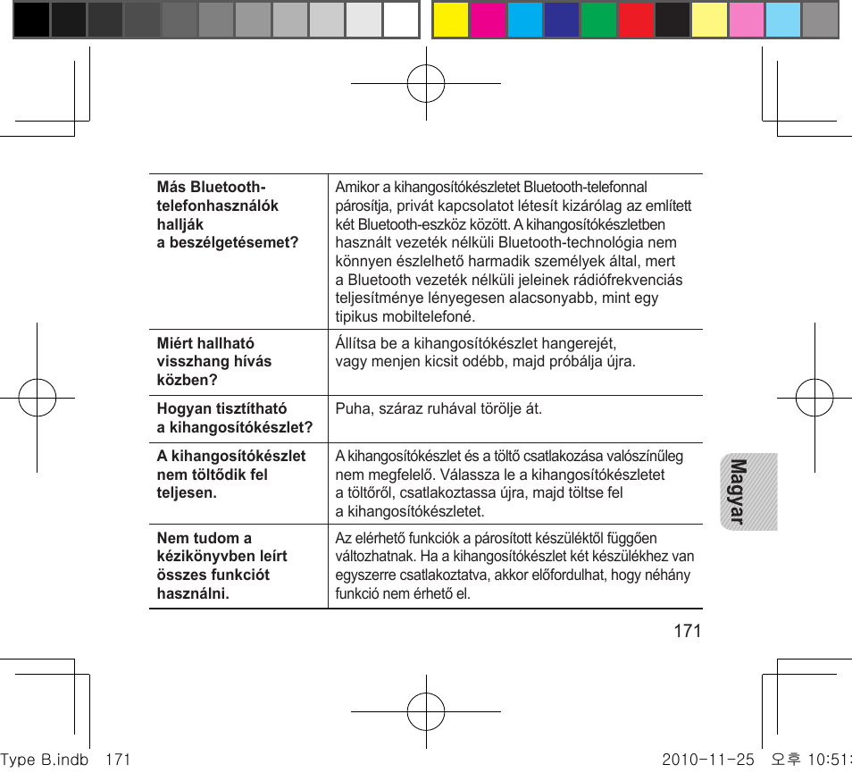 Magyar | Samsung BHF4000 User Manual | Page 174 / 179