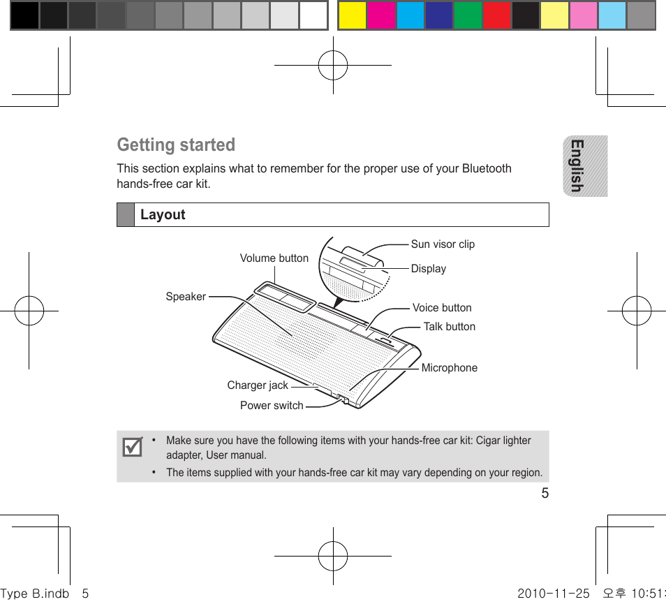 Getting started, English | Samsung BHF4000 User Manual | Page 8 / 179