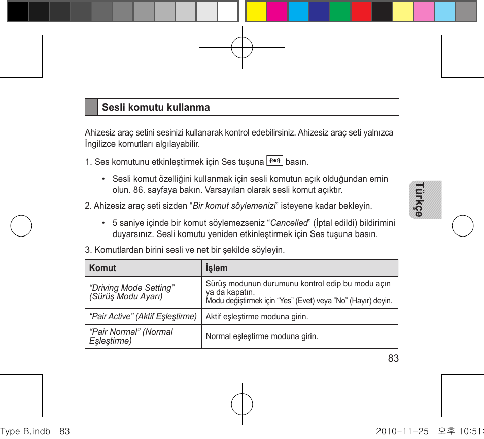 Türkçe | Samsung BHF4000 User Manual | Page 86 / 179