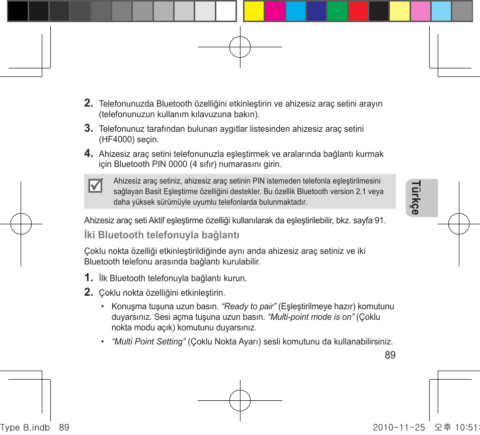 Türkçe | Samsung BHF4000 User Manual | Page 92 / 179