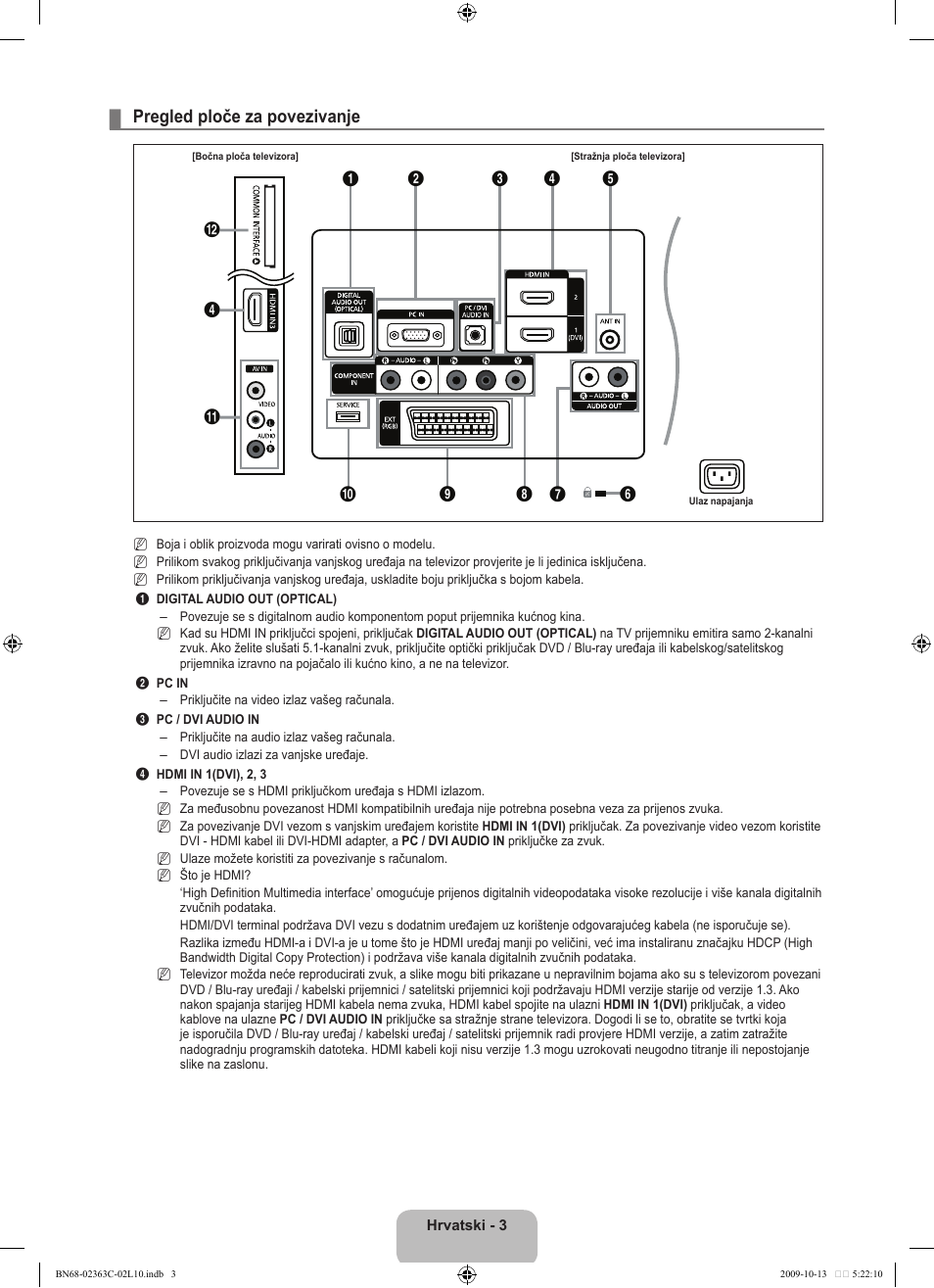 Pregled ploče za povezivanje | Samsung LE32B530P7N User Manual | Page 185 / 368