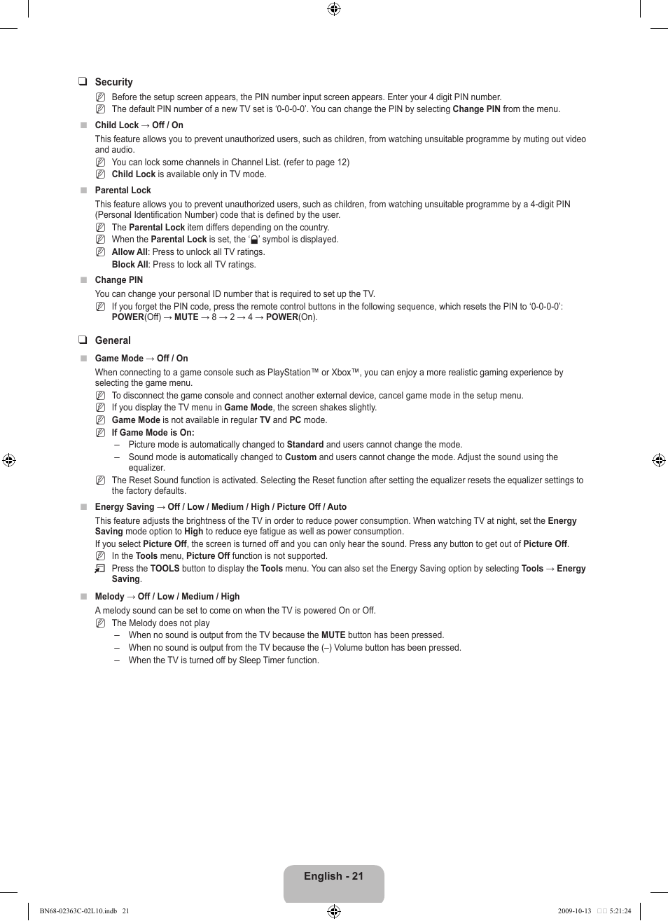 Samsung LE32B530P7N User Manual | Page 23 / 368