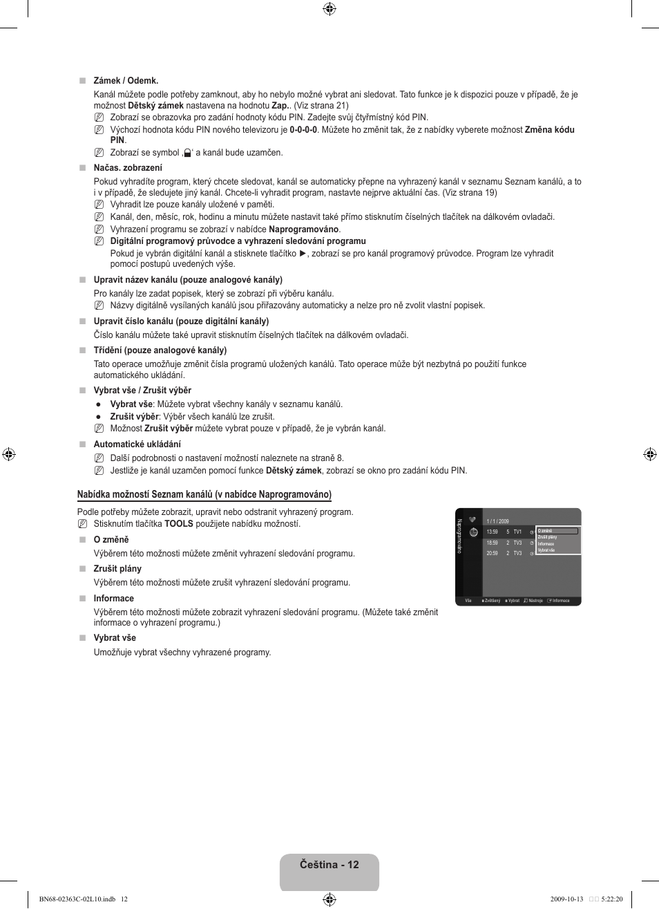 Čeština - 12 | Samsung LE32B530P7N User Manual | Page 230 / 368