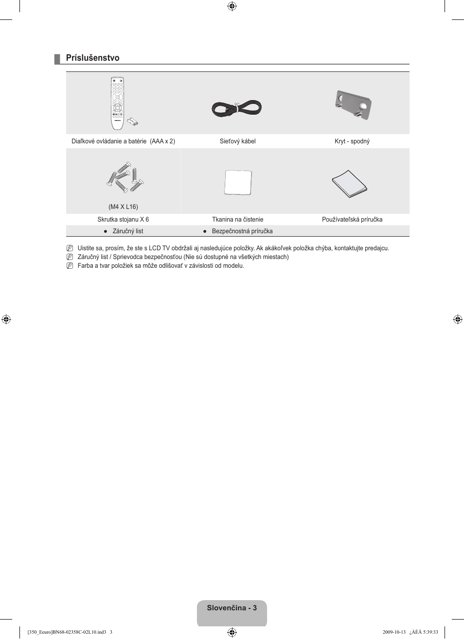 Príslušenstvo | Samsung LE32B350F1W User Manual | Page 229 / 328