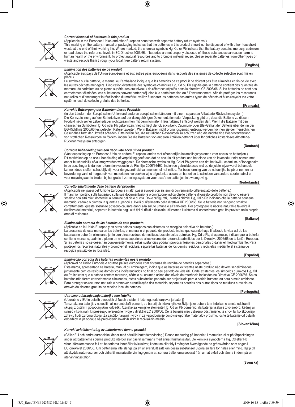 Samsung LE32B350F1W User Manual | Page 326 / 328