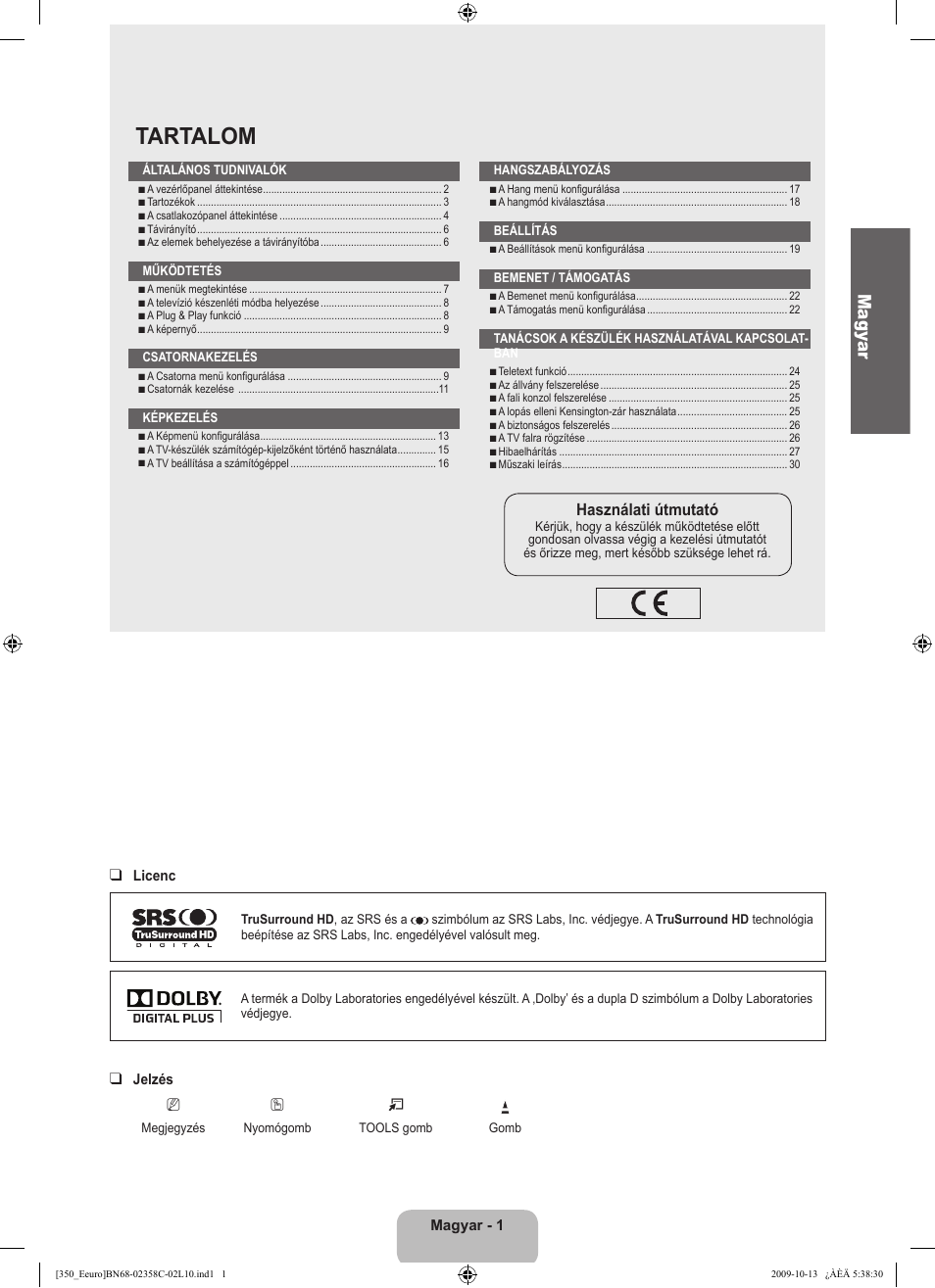 Tartalom, Ma gy ar | Samsung LE32B350F1W User Manual | Page 35 / 328