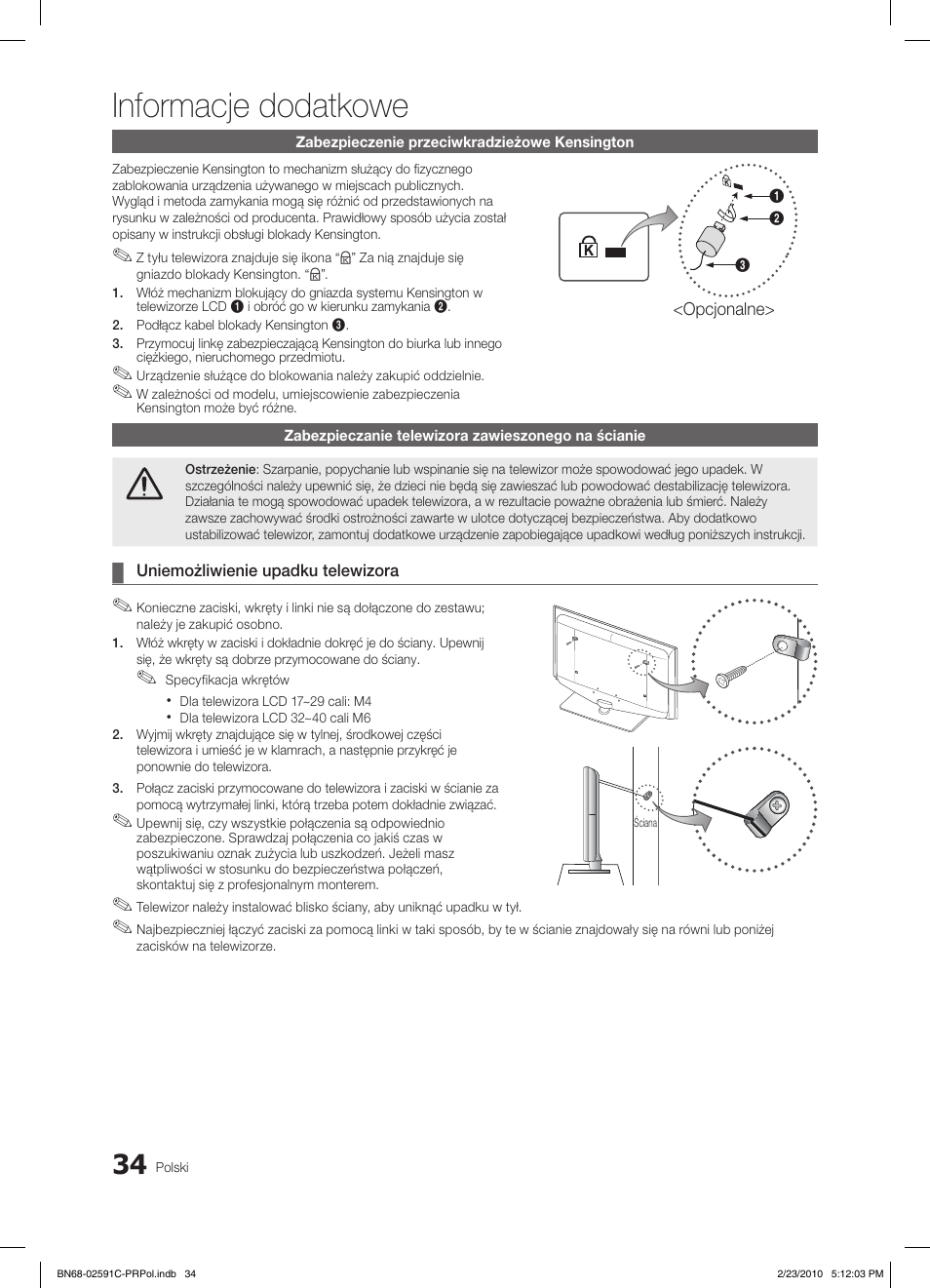 Informacje dodatkowe | Samsung LE22C450E1W User Manual | Page 112 / 391