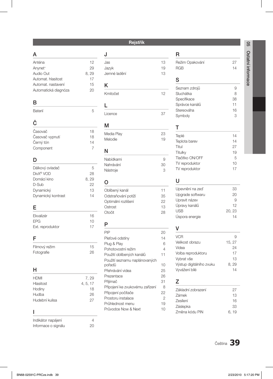 Samsung LE22C450E1W User Manual | Page 273 / 391