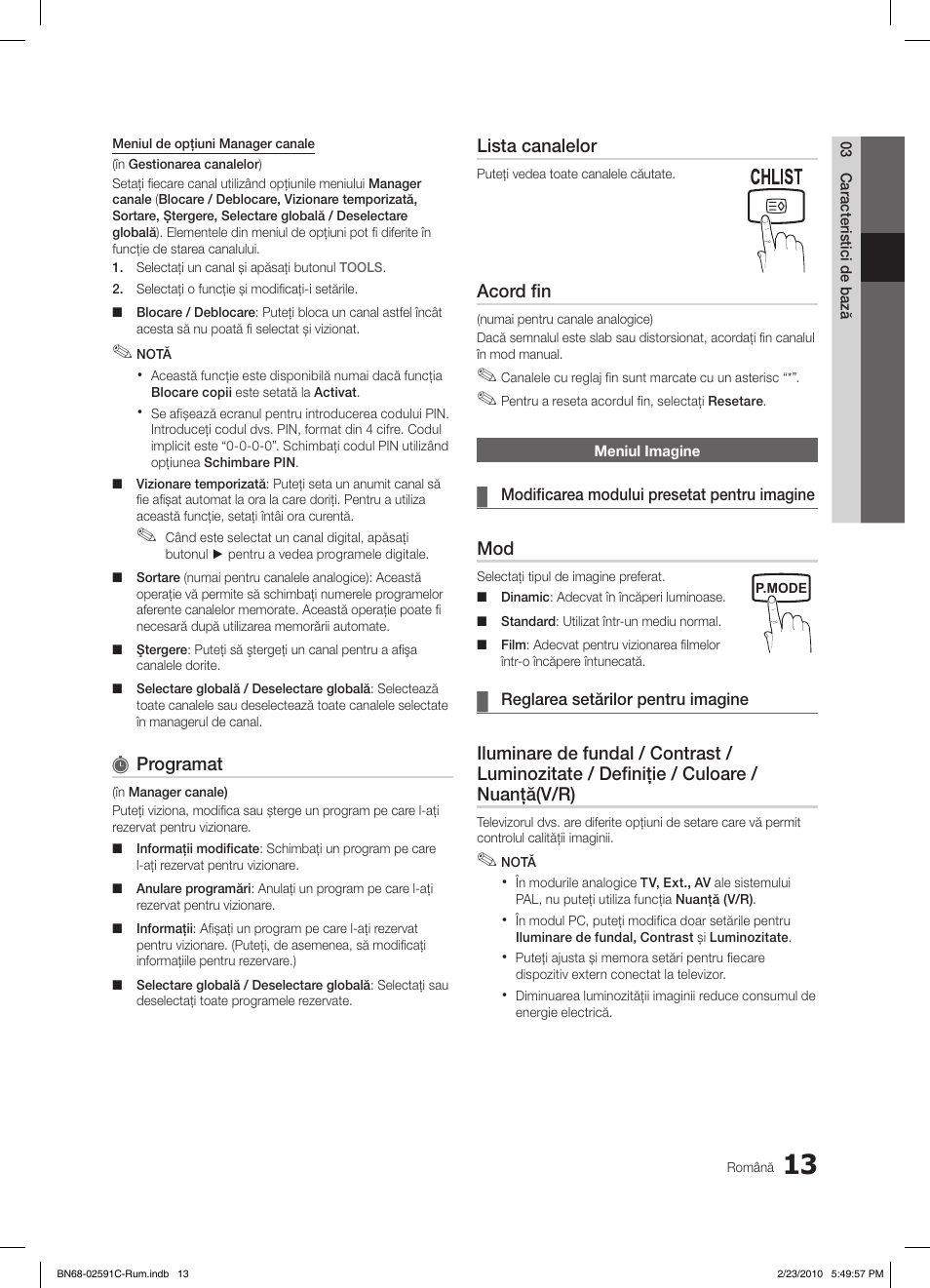 Programat, Lista canalelor, Acord fin | Samsung LE22C450E1W User Manual | Page 325 / 391