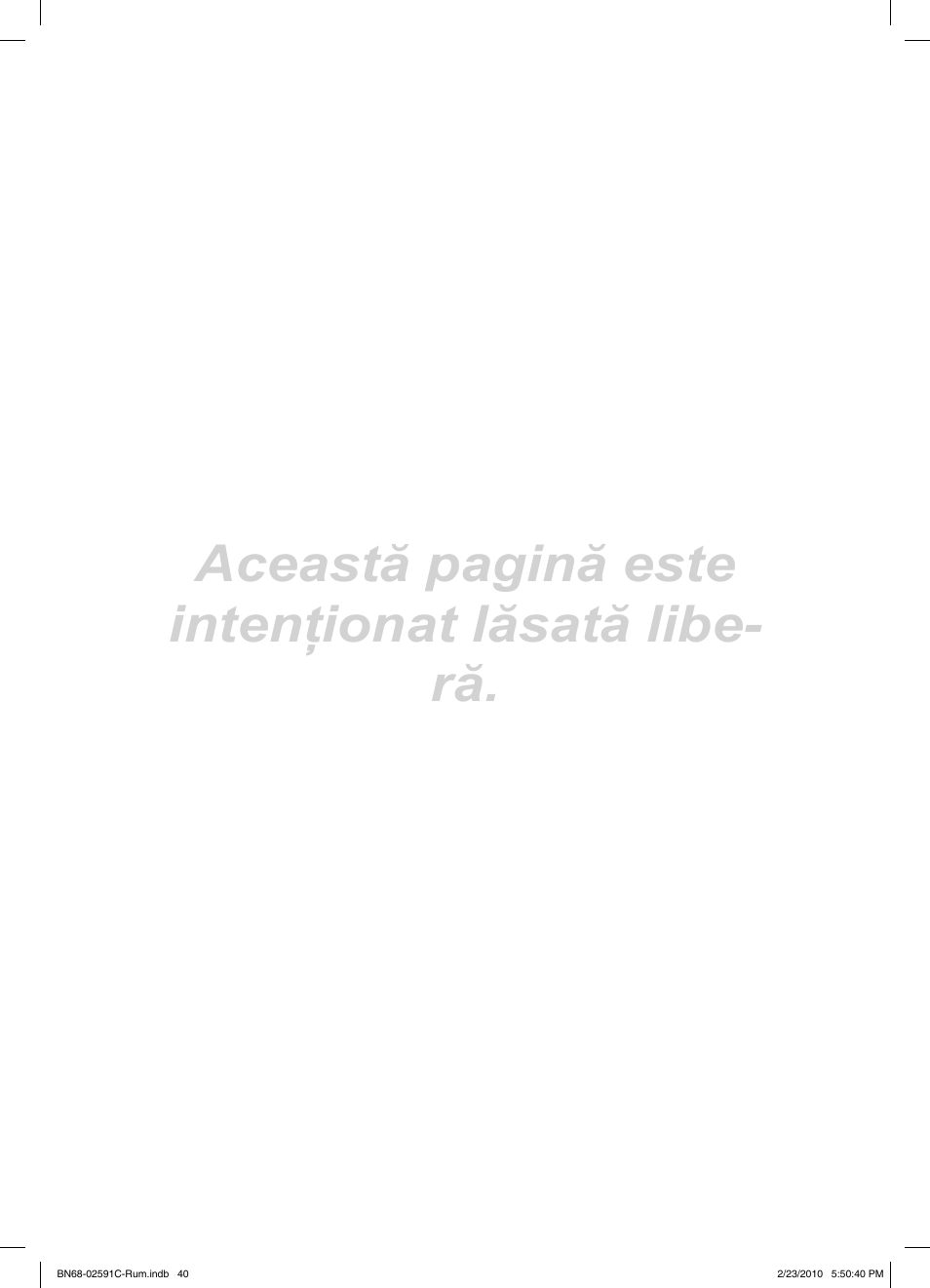 Această pagină este intenţionat lăsată libe- ră | Samsung LE22C450E1W User Manual | Page 352 / 391