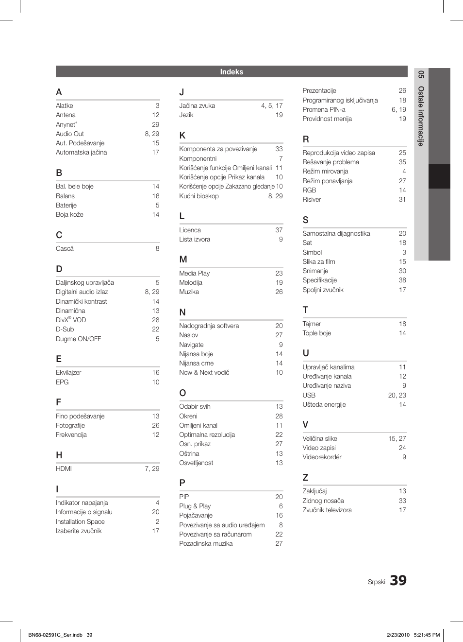 Samsung LE22C450E1W User Manual | Page 390 / 391