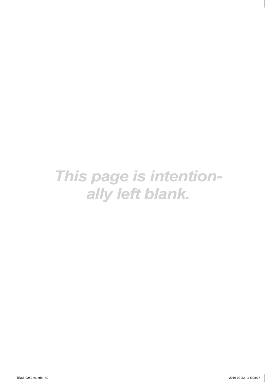 This page is intention- ally left blank | Samsung LE22C450E1W User Manual | Page 40 / 391