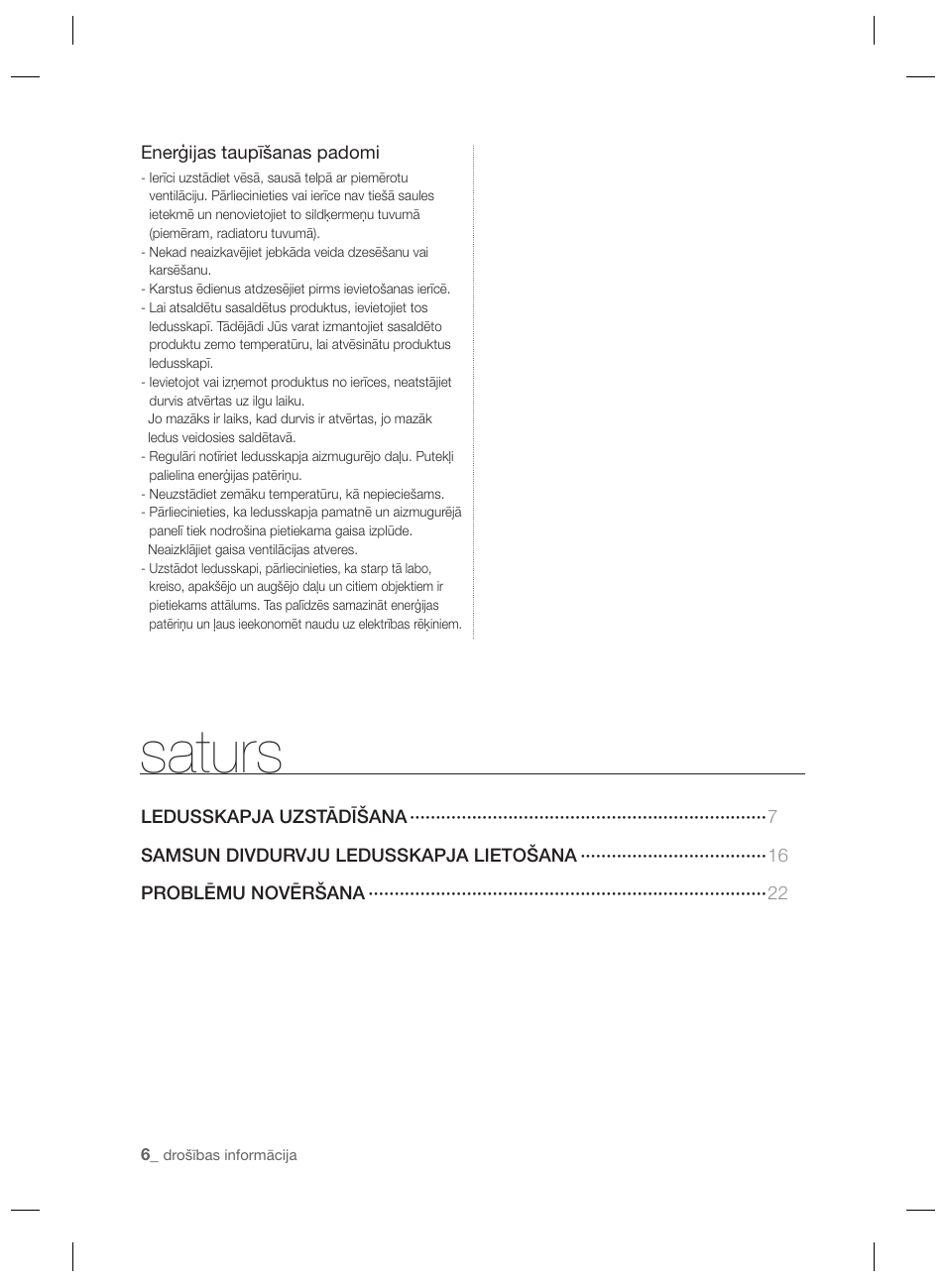 Saturs | Samsung RSH7PNPN User Manual | Page 198 / 216