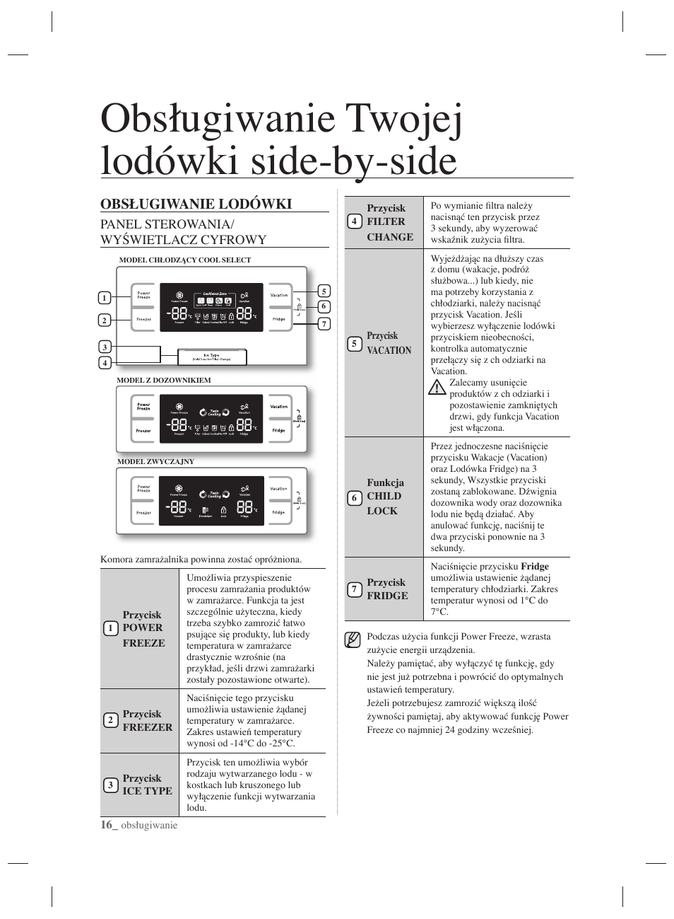 Obsługiwanie twojej lodówki side-by-side, Obsługiwanie lodówki | Samsung RSH7PNPN User Manual | Page 40 / 216