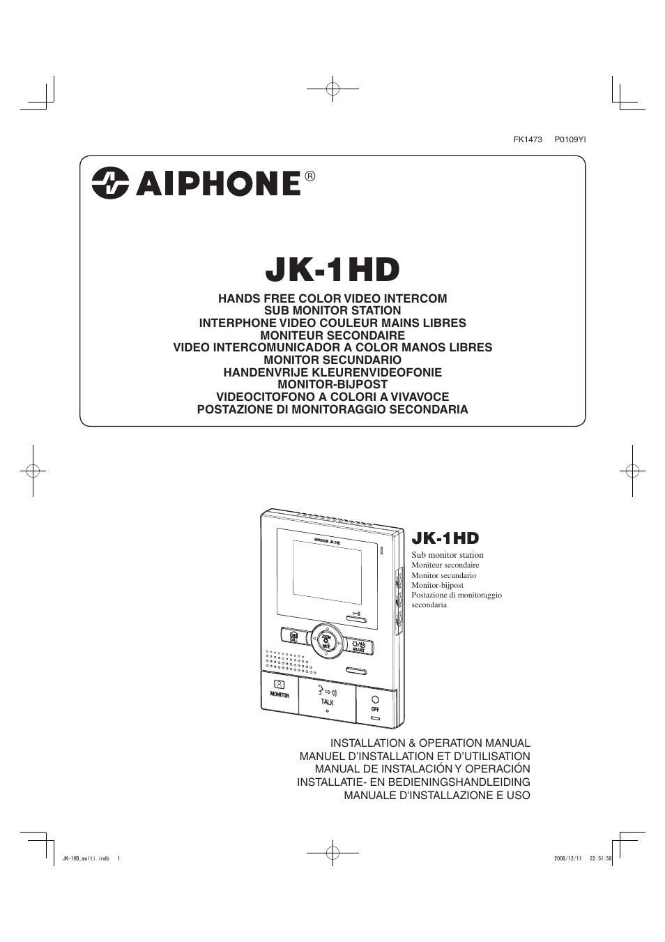 Aiphone JK-1HD User Manual | 12 pages