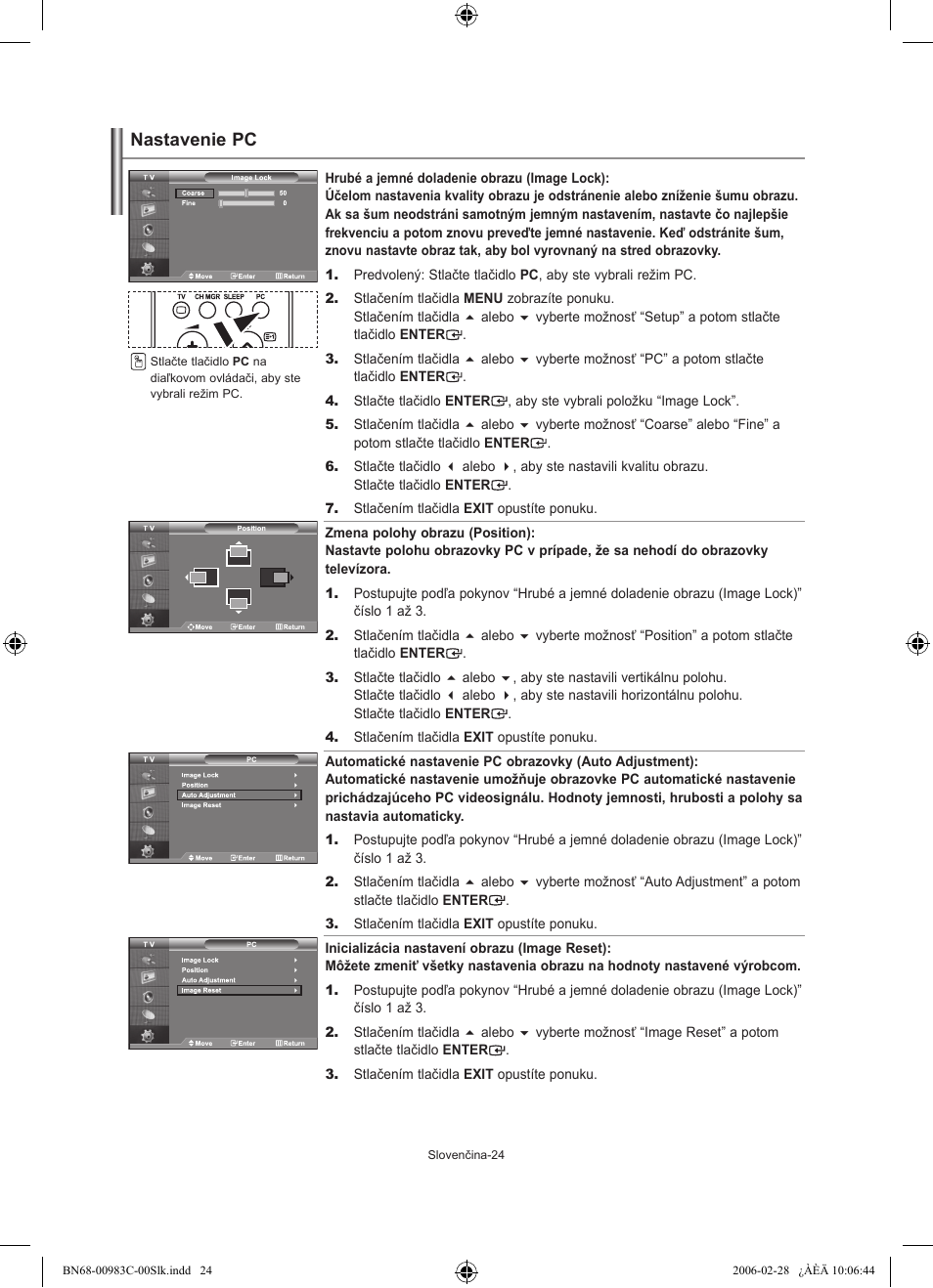 Nastavenie pc | Samsung LE32R71W User Manual | Page 156 / 212