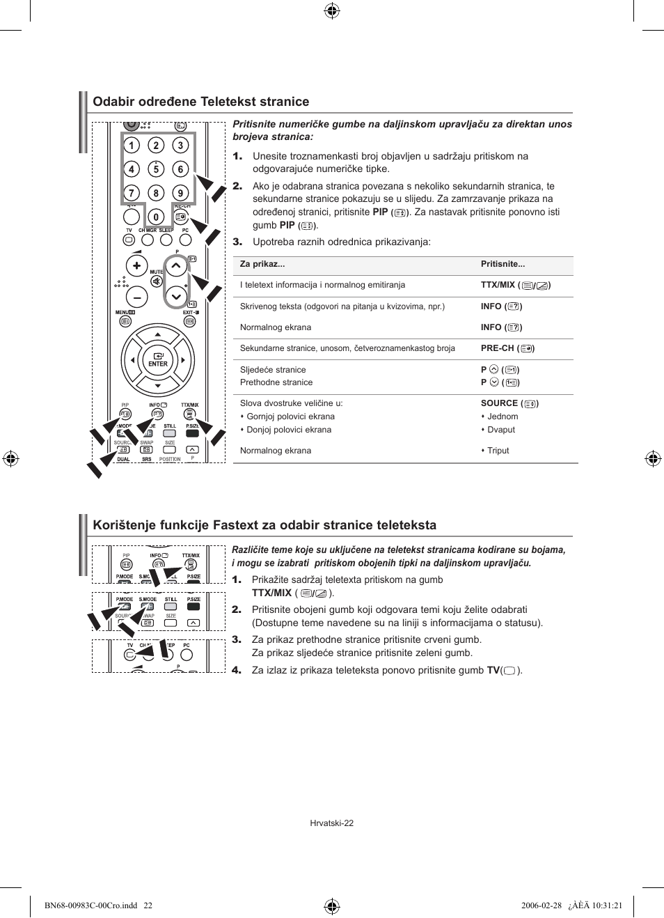 Odabir određene teletekst stranice | Samsung LE32R71W User Manual | Page 180 / 212