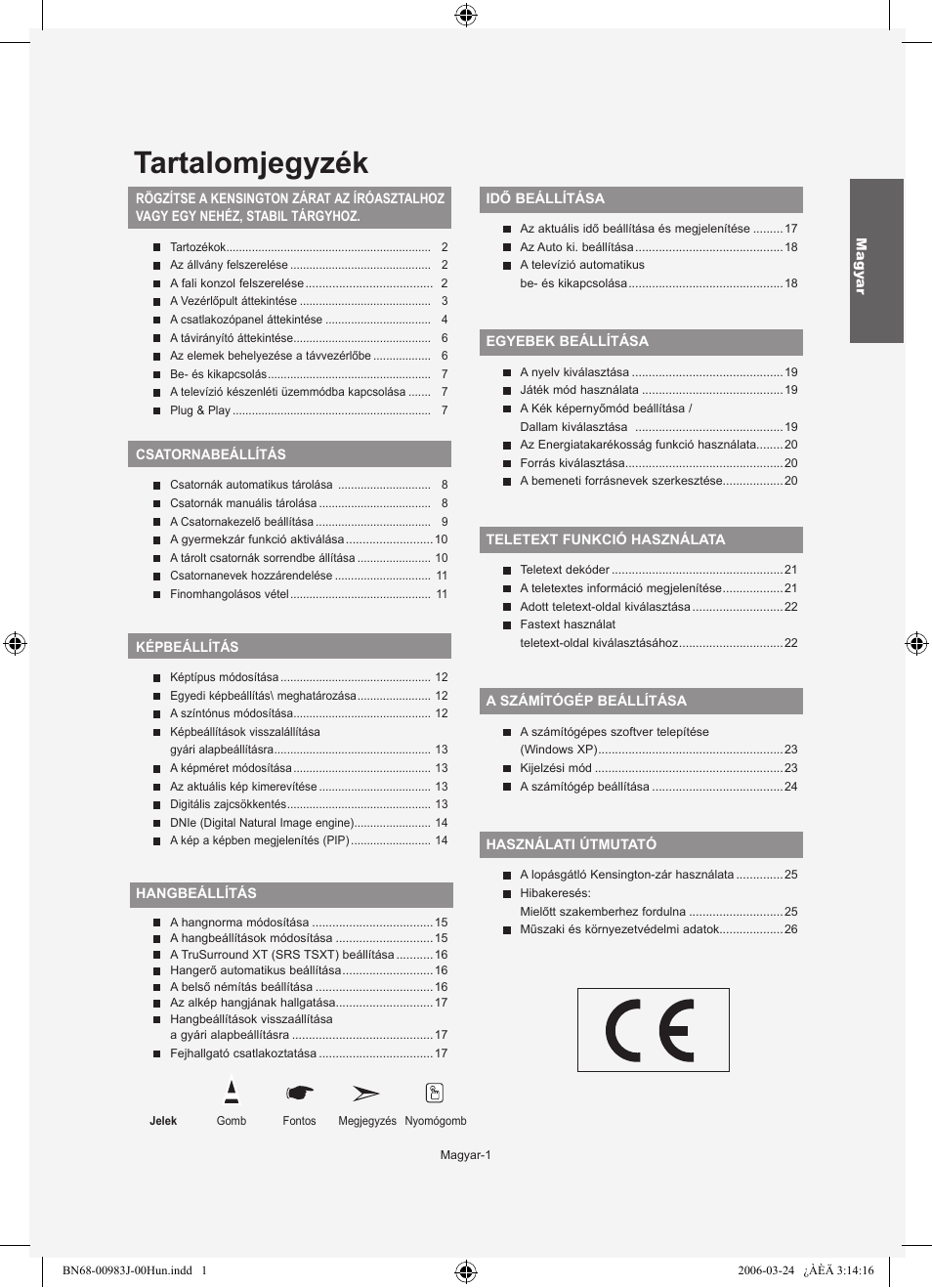 Tartalomjegyzék | Samsung LE32R71W User Manual | Page 29 / 212