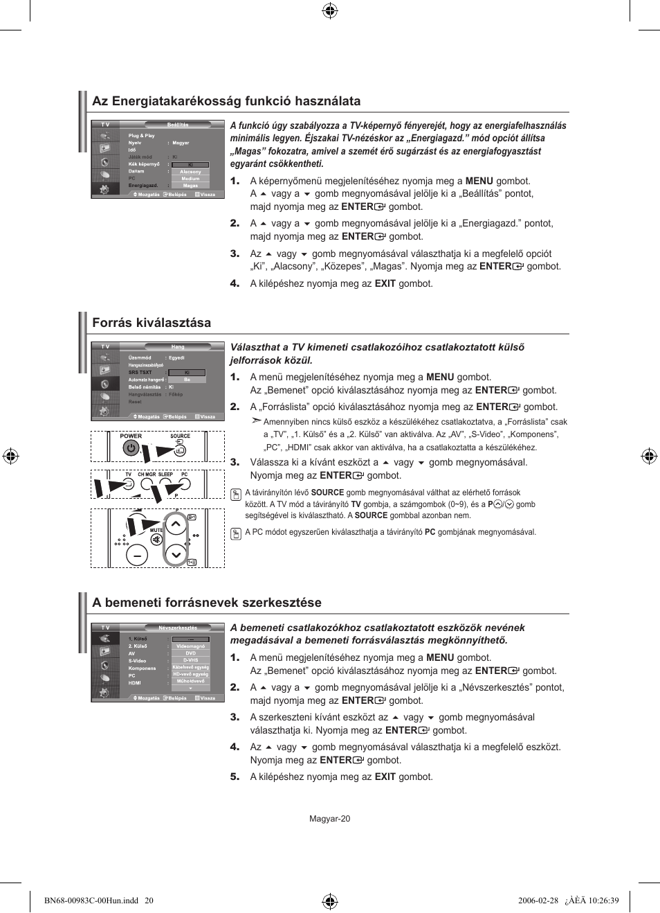 A bemeneti forrásnevek szerkesztése | Samsung LE32R71W User Manual | Page 48 / 212